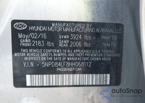 2017 Hyundai Elantra Se из США, поврежденный, VIN 5NPD84LF8HH068112